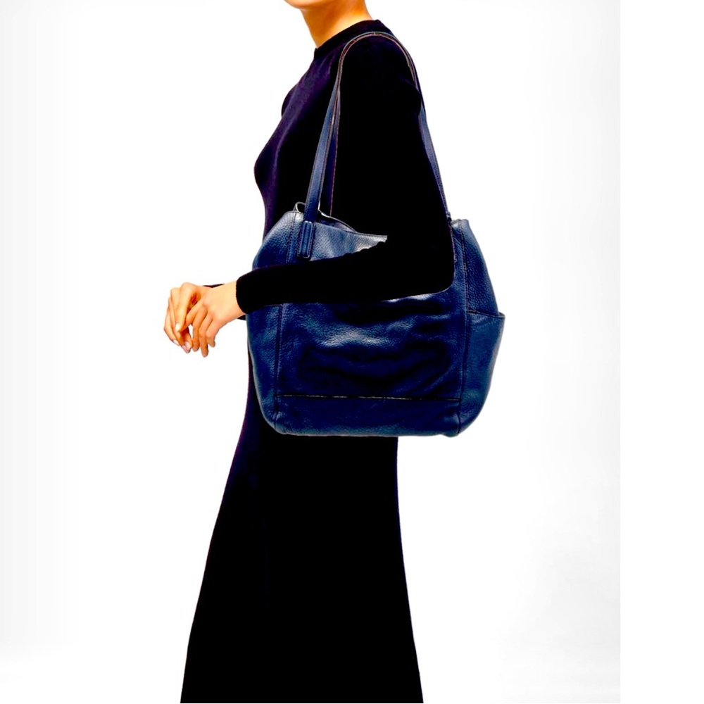 Michael Kors Ashbury blue leather travel tote slouchy XL grab bag like new